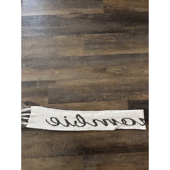 Abercrombie A&F Scarf Kids Y2K Brown Cream Logo Reversible Fringe - Picture 5 of 5